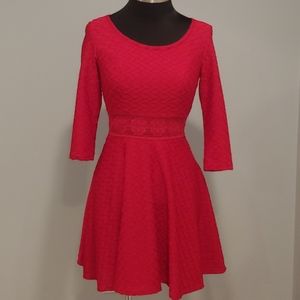 3/4 sleeve Red dress